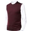 KTWOLEN Gilet da Uomo Inverno V-Collo Senza Maniche Gilet con Scollo V Panciotto Maglione Cardigan Canotte Pullunder Smanicato Pullover (Rosso_Girocollo, XL)