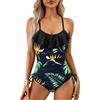 Rayson Costume da Bagno Intero da Donna Push Up con Volant Monokini Senza Schienale Controllo della Pancia Sling Costumi Interi Piscina Contenitivi Pancia Piatta Ruffle Imbottito Swimwear