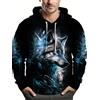 Generic Felpe con cappuccio da uomo con stampa grafica lupo 3D taglie forti primavera autunno trendy casual sport all'aperto felpe con cappuccio S-6XL, Blu, XXL