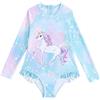 WYTbaby Costume da bagno intero per ragazze, a maniche lunghe, protezione UV, estivo, da spiaggia, per bambine dai 3 agli 8 anni