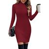 Hotouch Abito in Maglia da Donna Elegante Abito A Collo Alto E Maniche Lunghe Vestito Invernale Caldo S-XXL