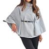 Generisch Mantello da donna, elegante poncho invernale con maniche a pipistrello e cintura, tinta unita, collo alto, con bottoni, cappotto corto, alla moda, per il tempo libero, per attività all'aria