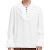 MODSGUE Camicia da uomo medievale, stile vichingo, camicia con lacci, rinascimentale, vittoriano, steampunk, tinta unita, comoda, basic pirata, colletto alto, per cosplay, bianco, M