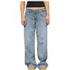 BFSWL Baggy Jeans da donna a vita bassa, elasticizzati, vestibilità comoda, gamba larga, jeans larga, pantaloni Demi Palazzo con tasche, Azzurro, S