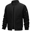 heekpek Giacca Uomo Impermeabile Giubbotto Primavera Estate Antivento Casual da Lavoro Giacca Leggera Uomo Bomber Cargo con Tasche con Cerniera,Nero,L