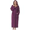 Arus Accappatoio da donna con cappuccio, lunghezza al polpaccio, 100% cotone spugna, Prugna, S-M