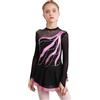 inhzoy Abito da Pattinaggio Artistico Bambina Manica Lunga Vestito da Balletto Ginnastica Artistica Body da Danza Classica Ballerina Strass Leotards Vestito da Ballo Lirico Rosa C 7-8 Anni
