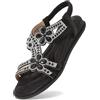Generisch Sandali da donna glitterati, eleganti sandali piatti con strass, per ragazze, scarpe estive da donna, comode suole morbide, sandali da donna con elastico slingback, sandali larghi, scarpe da spiaggia