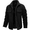 Xnova Giubbotto Invernale Uomo in Pile Termica Giacca da Lavoro Casual Giubbotti Invernali Calda con Risvolto Camicia in Flanella a Maniche Lunghe con Bottone Classico Jacket, Nero, XXL