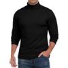 QIXING, Maglietta intima termica da uomo, a maniche lunghe, con scollo a roll-collar, funzionale, invernale, calda, Nero , S