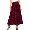 ranrann Gonna da Donna in Velluto Invernale Elastica a Vita Alta Vintage Elegante Casual Linea ad a Gonna Lunga a Pieghe Maxi Rosso S
