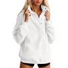 Generisch Felpa da donna in pile con colletto alto, casual, con bottoni a pressione, comoda maglietta a maniche lunghe per autunno e inverno, Stil_m07 Bianco, M