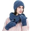LumiSyne Invernali 3 Pezzo Cappello Sciarpa Guanti Per Uomo Donna Guanti Touch Screen Sciarpa Jacquard Tinta Unita Cappello In Maglia Berretto Beanie Tessuto Avanzato Di Ciniglia