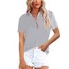 NONSAR - Camicetta da donna, elegante, a maniche lunghe, con colletto alto, da ufficio, casual, Maniche corte rosa.