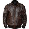 LP-FACON - Giubbotto aviatore A2 in pelle marrone usaf Distressed, stile cockpit, per la forza aerea, XL
