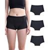 Neione Mutande Mestruali Donna Flusso Abbondante 50ml Assorbenti Vita Alta Cotone Boxer Ciclo Mestruale Pacco da 3 Nero S