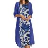 EGSDMNVSQ Vestito Estivo Donna Abito Sciolto Senza Maniche Retro Abiti Lunghi Camicetta Estivi Vestiti Stampato 2 Pezzi Tulle Cardigan+Midi Vestito