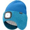 ATNKE LED Illuminato Berretto Cappello con Paraorecchie,USB Ricaricabile 4 LED Corsa Cappello Lampada Invernale Calda Pile Foderato Lavorato Beanie Regali per Uomo e Donna/Peacock Blue