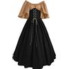 Richymfa Vestito Medievale Donna Rinascimentale Taglie Forti Abito da Sera Manica Corta Elegante Vestito da Ballo Lungo Slim Fit Vintage Costumi Medioevo Regina Vittoriana per Carnevale