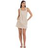 Kocca - Abito Smanicato in Cotone e Lino con Ricamo Floreale Donna, Colore: Sabbia, Modello: P26RAB9324ABUN0000, Taglia: M