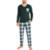 Aseniza Pigiama da Uomo Invernale in Cotone Set Pigiama Due Pezzi Maniche Lunghe con Scollo a V e Pantaloni Scozzesi con Tasche(265-Verde Scuro,M