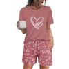Uniexcosm Pigiama Estivo Donna Corto, Set Due Pezzi con Gatto, Completo Notte in Cotone Leggero a Girocollo M TC
