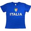 BrolloGroup T-Shirt Italia, Maglietta Bambino Uomo Maniche Corte Azzurri PS 18080 (2 Anni)