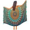 Mandala Life ART Sarong Blu da Donna, Pareo, Bikini Coperto, Telo da Spiaggia, Gonna Avvolgente, arazzo, Sciarpa fasciatoio, Foulard - Rayon di Alta qualità, Morbido e Leggero, Black Bamba, Taglia