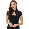 Allegra K Donna Cardigan in Pizzo Scollo Alto Bolero Corto Maniche Corte