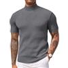 COOFANDY Maglietta da uomo a collo alto a maniche corte con colletto alla coreana superiore a costine pullover lavorato a maglia elastica tinta unita