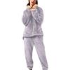 Kobilee Pigiama Pile Donna Cotone Taglie Forti Felpato Pigiama Due Pezzi Morbido Caldo Sexy Pigiama Pile Invernale Lungo Pesante Completo Termico Abbigliamento da Notte Curvy Elegante