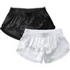 Amy Coulee Boxer sexy da uomo con spacco laterale sospensorio intimo boxer in raso seta boxer slip leggero pigiama pantaloncini, nero + bianco, M