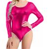 Prime fashions - Body da donna/ragazza a maniche lunghe, effetto bagnato e metallico, taglie per adulti e bambini - Moderno & Stiloso, rosa, M-L