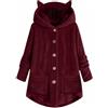 Cocila Women Trendy Winter Long Sleeve Fleece Outerwear Full Button Warming Coats With Cappotti (Red S) Giacca Militare Donna Piumino Sottogiacca Donna Giubbotto Pelle Giacca Autunno Giubbino