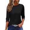 Minetom Maglietta da donna a maniche a 3/4, estiva, basic top, casual, scollo rotondo
