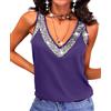 Asoodiy Top da donna con paillettes scintillanti glitter top, Viola, M