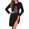 Marvmys Camicia da Notte Donna Cotone Lunghe Maniche