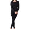 LAPASA 100% Lana Merino Set Termico Intimo Donna Leggero Strato Base Maglia a Maniche Lunghe e Pantaloni Lunghi L58 Nero M