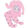EULLA Pigiama invernale per bambini e bambine, set di pigiama invernale con unicorno, sirena, farfalla, coccinella, giraffa, gufo, principessa, a maniche lunghe, in cotone, 2 pezzi, biancheria da