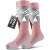 OutdoorMaster 2 Paia Lana Merino Calze da Sci per bambini, Calze Invernali da Snowboard Traspiranti per Ragazze/Ragazzi per Sport All'aria aperta con Sopra il Polpaccio Design/Polsini Antiscivolo