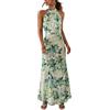 Suncolour Donna Abiti Lunghi da Donna 2024 con Scollo all'Americana e Stampa Floreale Maxi Abito Senza Schienale Collo a Lupetto da Donna