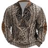 Generisch Felpa da uomo con albero della vita celtico - Maglione effetto maglia 3D con motivo Yggdrasil | Maglia a maniche lunghe vichinga con colletto con cerniera, S