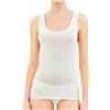 Liabel Maglia Intima Donna Lana Cotone - 65% Lana - 2-3 Pezzi - Maglietta Intima Donna Spalla Larga - Canottiera Donna Spalla Larga Liscia 05321 16 (XXL, 2 Pezzi Bianco Lana)