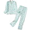 DSKK Pigiama Donna Lungo Cotone Invernale,Pigiama a Due Pezzi Donna Cotone Flanella Calda Maniche Lunghe Camicia e Pantaloni (Blu,XXL)
