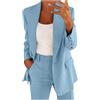 Leaomuny Tailleur Donna Eleganti Invernali Curvy Cerimonia Blazer Matrimonio Oversize Completo con Pantalone Dritti Comunione Giacca Verde Salvia 2 Pezzi Business Suit con Risvolto Leggeri E Lavoro