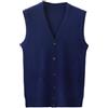 Generic Gilet da uomo e invernale con fibbia e scollo a V, colore puro, lana, camicia senza colletto, tipo di corpo combinato, gilet senza cappuccio maglione rosso da uomo, Blu marino, XXXL