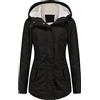 YYNUDA Giubbotto invernale da donna, caldo e lungo, con cappuccio in pelliccia, per l'inverno, giacca outdoor per l'inverno, Nero , L