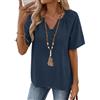 Rapbin Camicetta da donna con scollo a V, elegante, in cotone, casual, con bottoni, stile casual, tunica dalla S alla XXL