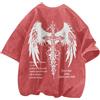 FYHTC Camicie Vintage Goth Punk per Uomo Grunge Streetwear Oversize Tshirts Gothic Croce GraphicTees Y2k Acid Wash T Shirt
