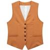 Generisch Gilet da donna elegante, senza maniche, in lino, da donna, corto, in cotone, con scollo a V, con bottoni, da donna, estivo, in tinta unita, per affari